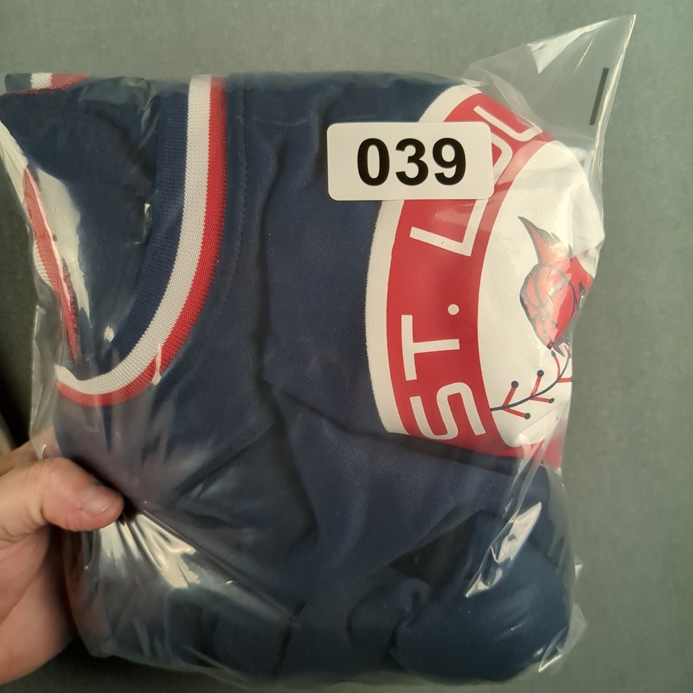 St. Louis Cardinals Pullover Mens XL Blue MLB Crewneck Sweatshirt Striped Trim - Picture 11 of 11